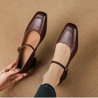 CHIKO Charlot Square Toe Block Heels Mary Jane Shoes