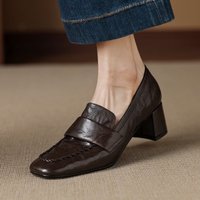 CHIKO Christmas Square Toe Block Heels Loafers Shoes
