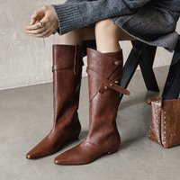 CHIKO Clemance Pointy Toe Block Heels Knee High Boots