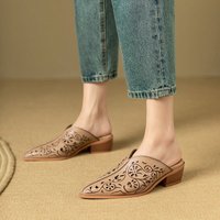CHIKO Copper Pointy Toe Block Heels Clogs/Mules Shoes
