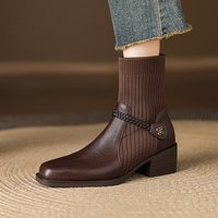 CHIKO Concetta Square Toe Block Heels Ankle Boots