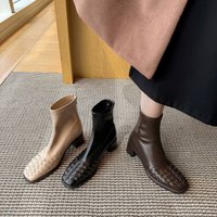 CHIKO Currer Square Toe Block Heels Ankle Boots