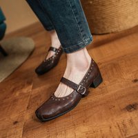 CHIKO Deb Square Toe Block Heels Mary Jane Shoes