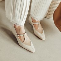 CHIKO Desiree Pointy Toe Block Heels T-Strap Shoes