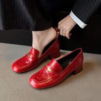 CHIKO Didi Square Toe Block Heels Loafers Shoes