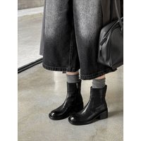 CHIKO Gerty Round Toe Block Heels Ankle Boots