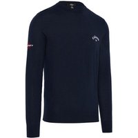 Crew Neck Merino Mix Golf Sweater - Navy Blue