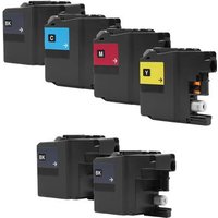 Compatible Brother LC10EBK Full Set + 2 EXTRA Black Ink Cartridges (6 Pack) Multipack