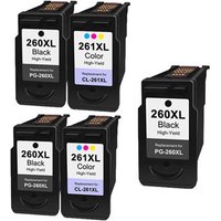 Compatible Canon PG-260XL/CL-261XL 2 Full Sets + 1 EXTRA Black Inkjet Cartridges (5 Pack) Multipack