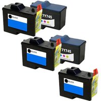 Compatible Dell 7Y743/7Y745 2 Full Set + 1 EXTRA Black Inkjet Cartridges (5 Pack) Multipack