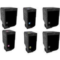 Compatible Lexmark 74C0H10/40 High Yield Full Set+2 EXTRA Black Toner Cartridges (6 Pack)