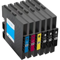 Compatible Ricoh 405532/35 Full Set + 2 EXTRA Black Inkjet Cartridges (6 Pack) Multipack