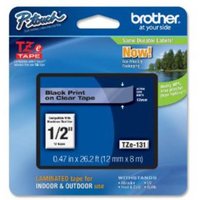 Brother TZe-131 Original P-Touch Label Tape - 1/2 in x 26 ft (12mm x 8m) Black on Clear