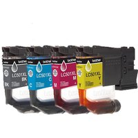 Brother LC501XLBK/C/M/Y Full Set Original High Yield Ink Cartridges (4 Pack)