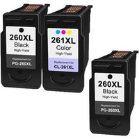 Compatible Canon PG-260XL/CL-261XL Full Set + 1 EXTRA Black Inkjet Cartridges (3 Pack) Multipack