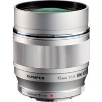 OM System 75mm f1.8 M.ZUIKO PW EZ Micro Four Thirds Lens - Silver
