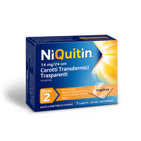 Niquitin cerotti 24 ore 2° fase per aiutare a smettere di fumare 14mg 7 cerotti transdermici