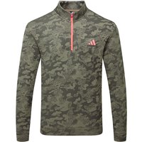 adidas Ultimate365 Durable Water Repellant 1/4 Zip Golf Sweater Khaki Six/Solar Turbo KG7171