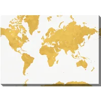 Personalisierte Fotoleinwand 100x70 cm - Weltkarte - Golden