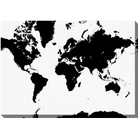 Leinwand 90x30 cm - Weltkarte - Schwarz-Weiß