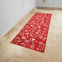 Red Floral Kitchen Mat