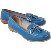 Wide Fit Leather Penny Loafers Blue Size 6