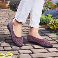 Women's Non-slip Knitted-Look Shoes, Purple, Size 5