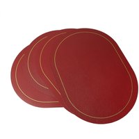 Set Of 4 Burgundy Placemats With Gold Detail