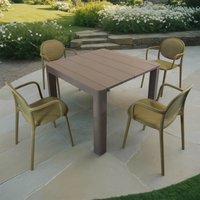 Henrik100 Dining Table Nickel Grey With 4 Stina Armchair Avocado Set