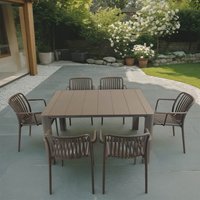 Henrik140 Dining Table Nickel Grey With 6 Alma Armchair Nickel Grey Set
