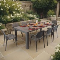 Henrik220 Dining Table Nickel Grey With 8 Stina Armchair Nickel Grey Set