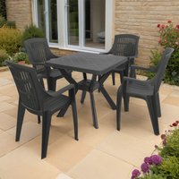 Turin Square Table With 4 Parma Chairs Set Anthracite