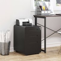 3 Drawer Modren Metal Filing Cabinet Black