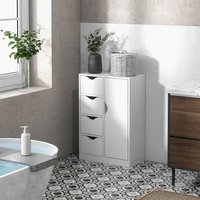 White Freestanding Bathroom Cabinet With 4 Drawers