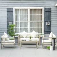 4 Pcs Aluminium Garden Furniture Set W/ Thick Padded Cushion