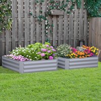 Set Of 2 Raised Garden Bed Grey