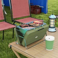 Green Portable Bbq Grill With Suitcase Design