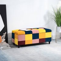 Velvet Storage Ottoman Multicoloured