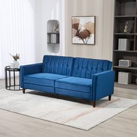 Velvet Feel 3 Seater Sofa Bed Blue