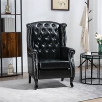 Chesterfield Style Wingback Armchair Black