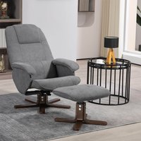 Swivel Recliner Chair With Footstool Grey