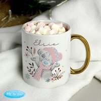 Personalised Me To You Cosy Winter Gold Handled Mug