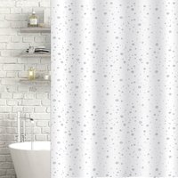 Droplets White Shower Curtain With Curtain Rings