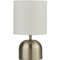 Satin Silver & White Shade Touch Lamp