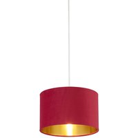 Burgundy Velvet Drum Shade & Gold Inner 28cm