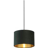 Green Velvet Drum Shade & Gold Inner 30Cm