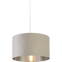 Light Grey Velvet Drum Shade 45Cm