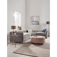 View Dora buttoned modular corner sofa navy velvet - right hand facing View Dora buttoned modular corner sofa navy velvet - right hand facing