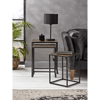 View Three gold textured nesting tables - square View Three gold textured nesting tables - square