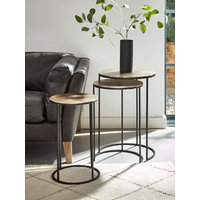 View Three gold textured nesting tables - round View Three gold textured nesting tables - round